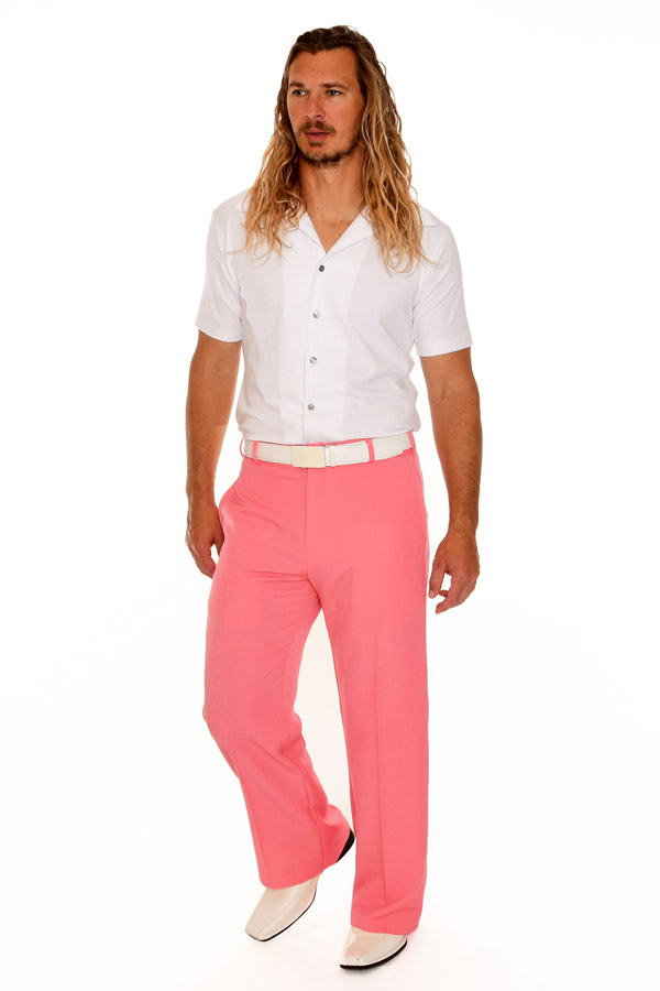 70s style pink dress trousers for men