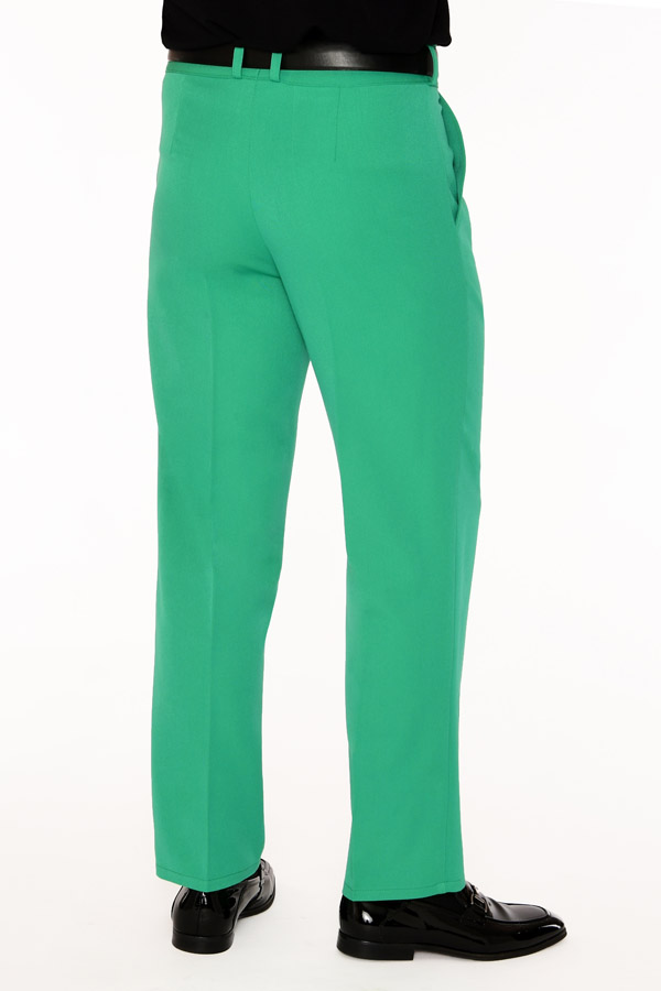 Men’s Kelly Green Slim Fit Gabardine Dress Pants – Vibrant Tailored Style - Image 2