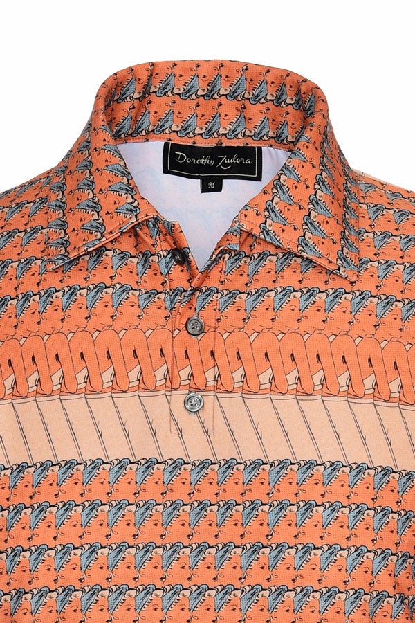 Men’s Retro Pinup Polo Shirt in Stretch Jersey – Stitch, Please - Image 2