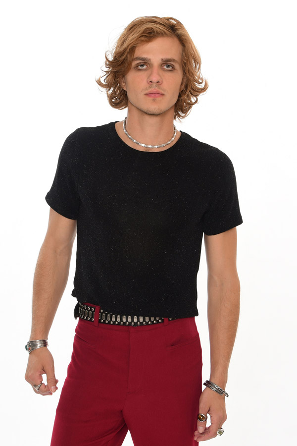 Black Sparkle Lurex Knit Shirt – Glam Short Tee - Image 2