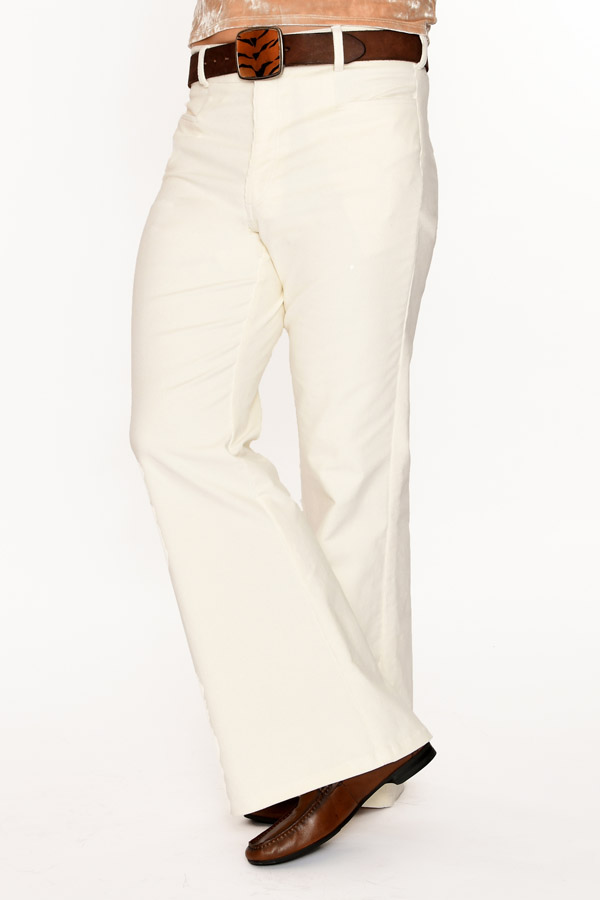 Men’s 70s Flare Pants – Winter White Corduroy Hip Hugger - Image 6