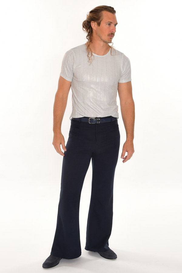 Men’s 70s Flare Pants – Midnight Navy Gabardine Hip Hugger - Image 6