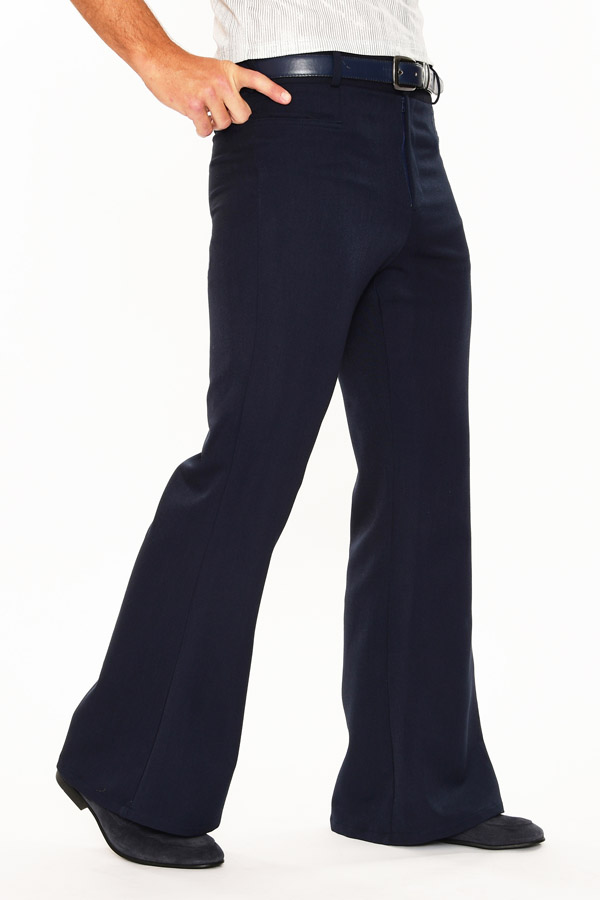 Men’s 70s Flare Pants – Midnight Navy Gabardine Hip Hugger - Image 2