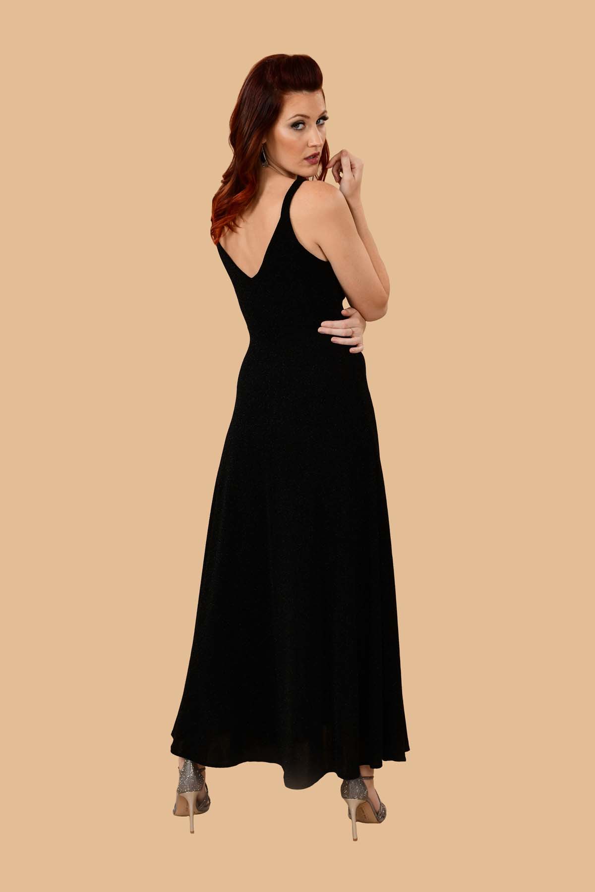 black sparkly slip dress