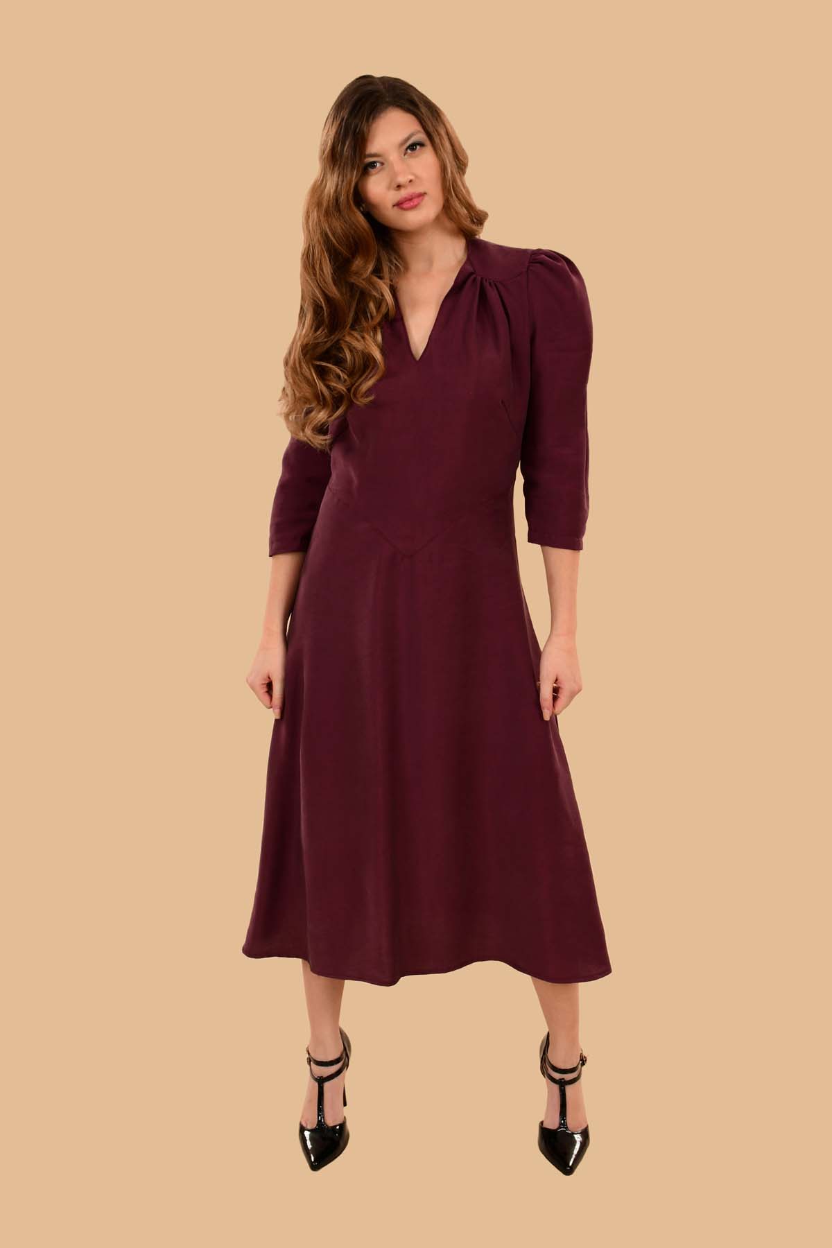 Ava Midi Dress Plum - Vintage Clothing | Shop Vintage Fashion, Vintage ...