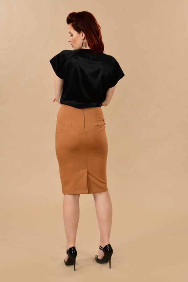 Greta Office Professional Ponte Pencil Skirt Suit Orange Rust