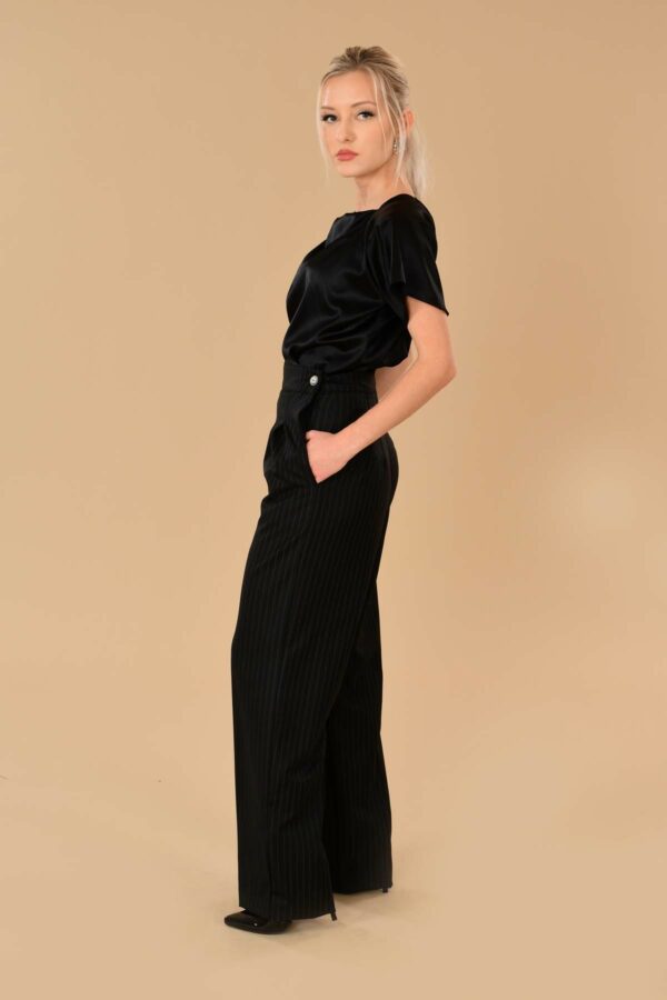 Katherine Pinstripe Pleated Side Zip Tailored High Waist Dress Pants