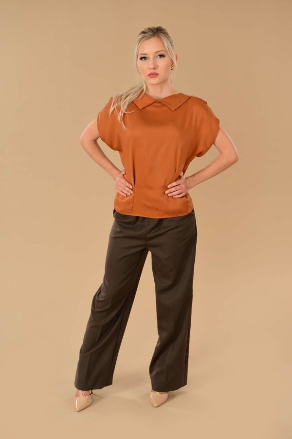 Lauren High Waisted Stretchy Ponte Sailor Dress Pants Rust Orange