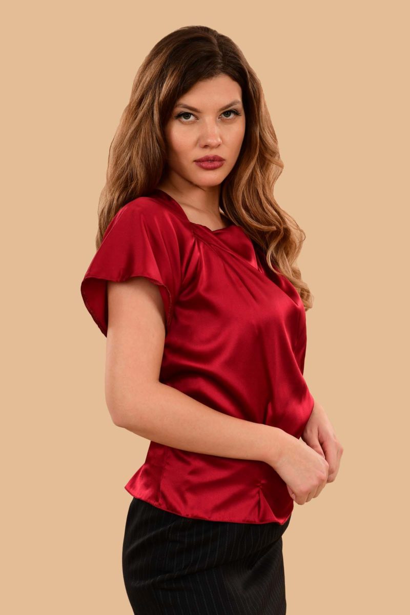Rita Silk Charmeuse Kimono Blouse | Buy a Gorgeous Polyester Satin Red