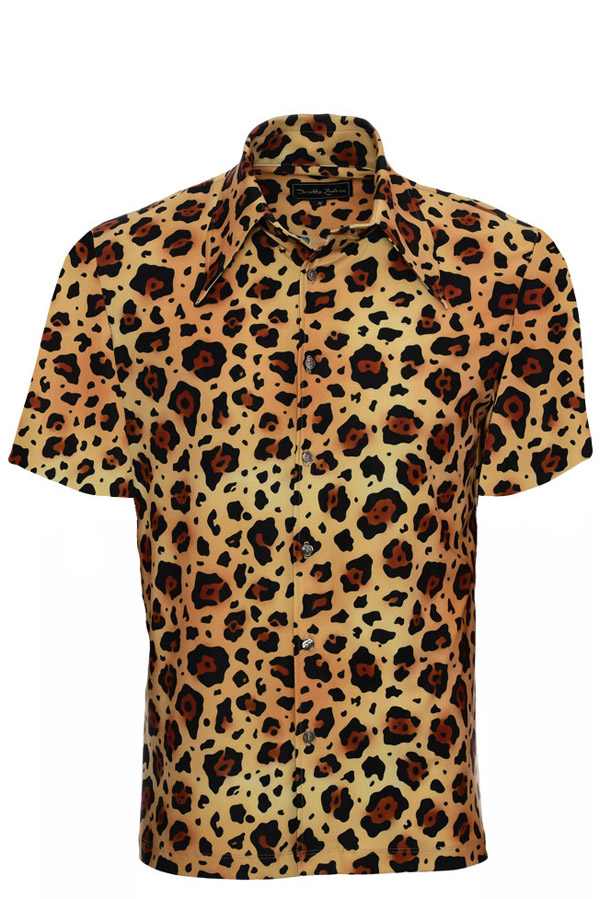 mens short sleeve leopard print shirt