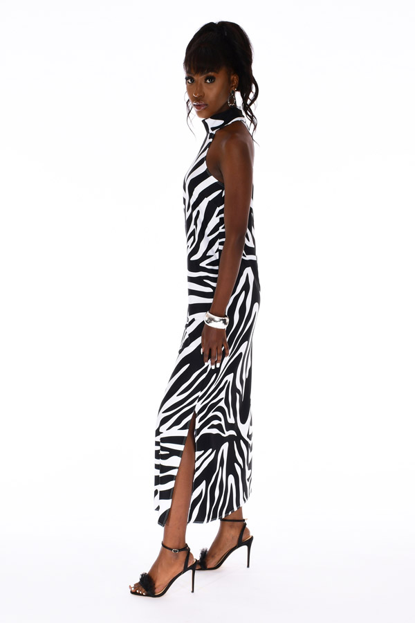 zebra-print-long-jersey-sleeveless-maxi-dress