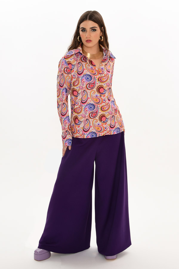 Farrah Eggplant Purple Womens Extra Wide Leg Dress Pants - Vintage ...