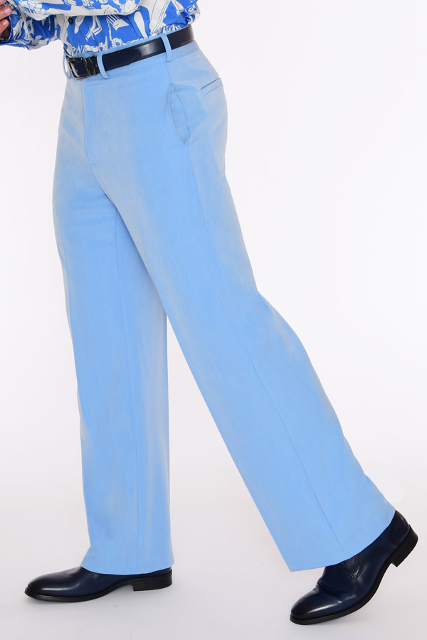 Mens 70s Baby Blue Stretch Gabardine Wide Leg Dress Pants - Vintage ...