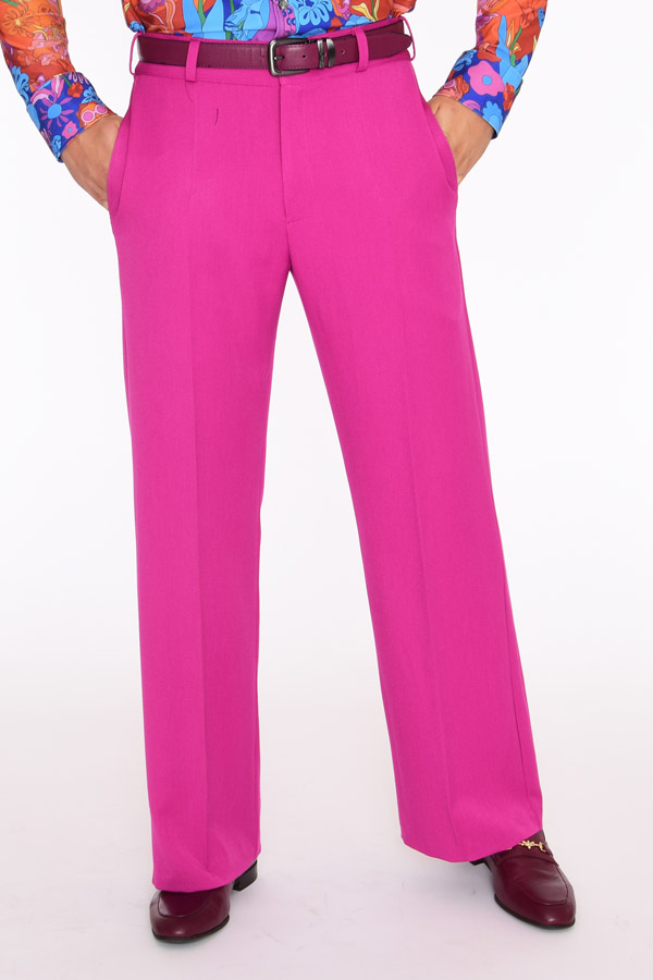 Mens 70s Magenta Pink Stretch Gabardine Wide Leg Dress Pants - Vintage  Clothing, Shop Vintage Fashion